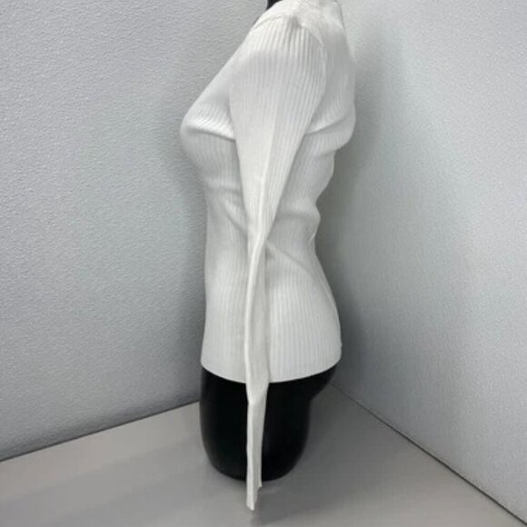 NEW THE KOOPLES Womens Sweater Top White Size 1/S Rib Knit V-Neck Pullover - Picture 9 of 11